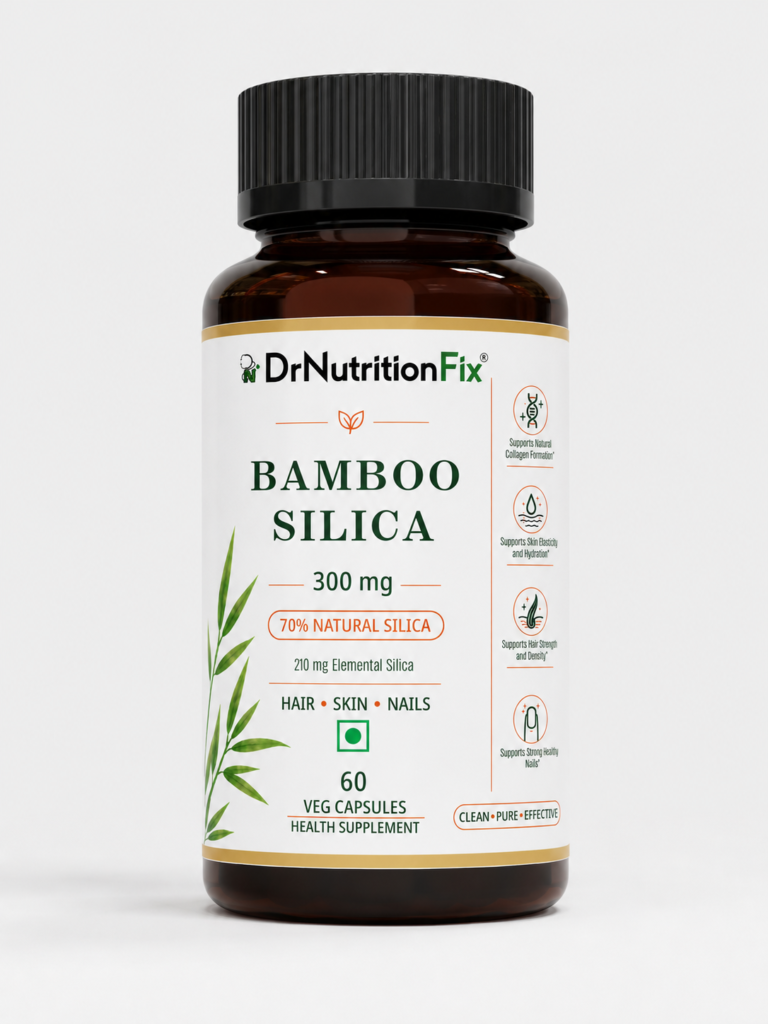 Bamboo Silica 210mg Elemental Silica Capsules &ndash; Hair, Skin & Nails Support, 60 Veg Capsules