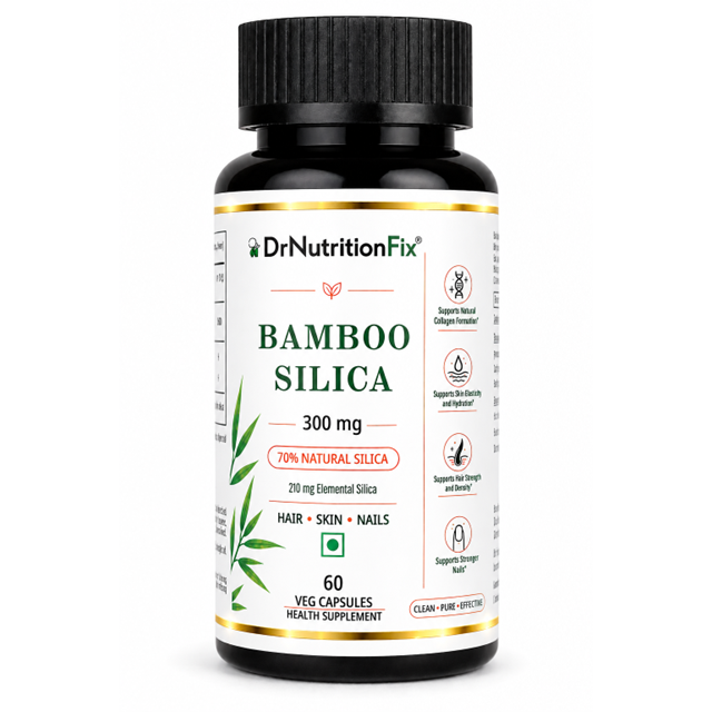 Bamboo Silica 210mg Elemental Silica Capsules &ndash; Hair, Skin & Nails Support, 60 Veg Capsules
